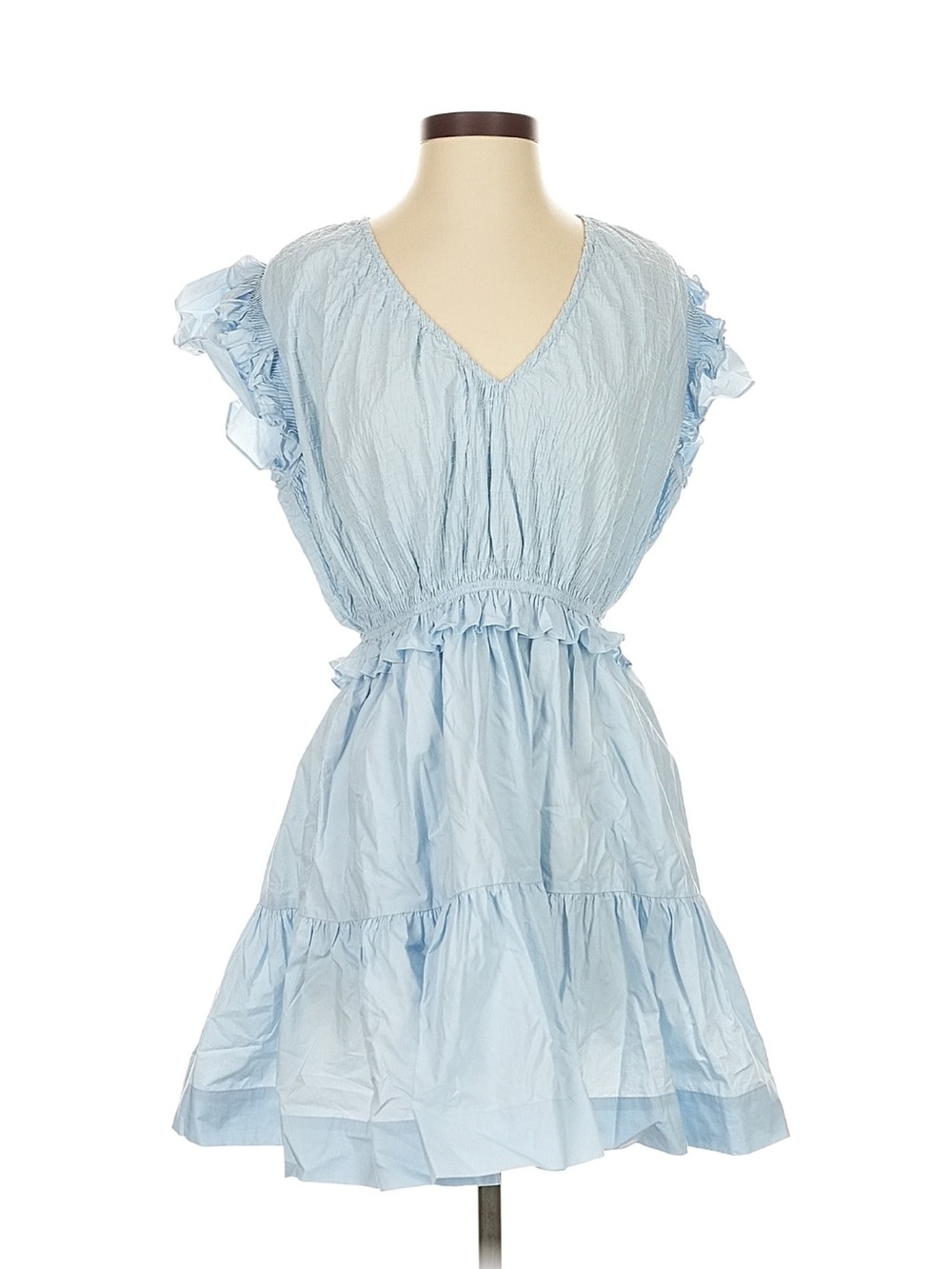 Sea New York Light Blue Ruffled Tiered Dress